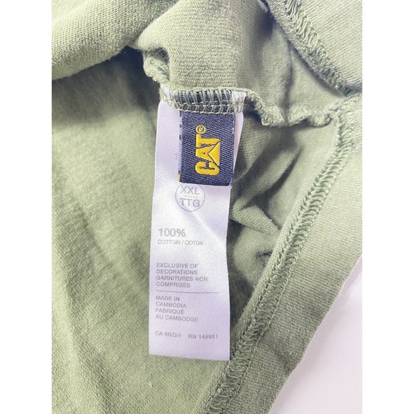 Mens Green Construction CAT Caterpillar XXL Label Pocket T-Shirt Workwear, As is - Picture 9 of 9